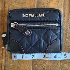 MZ Wallace Black Quilted Zip Wallet EUC